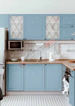Модульная кухня 2.8 х 2 м угловая Голубой, Голубой с цветком Диамант Komfortmebli