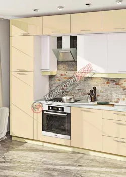 Готовая кухня Комфорт Крашеный высокий глянец 3.2м Белый, Ваниль