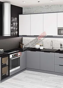 Готовая кухня Комфорт Лофт 300 х 230см угловая крашеная МДФ Белый, Титан