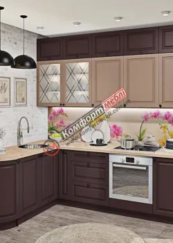 Готова кухня Комфорт "Діамант" 310 х 170см кутова Лате, Смокі