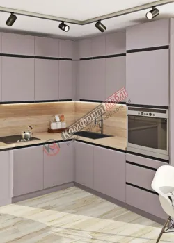 Готова кухня Комфорт Альфа ручка 3х2.2м кутова фарбований МДФ Оксамит бежевий