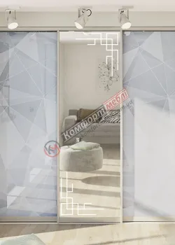 Вбудована розсувна система 2,2м тридверна "Скло фотодрук" з дзеркалом
