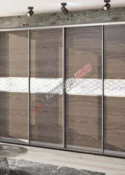 Шафа купе 4 метра Комфорт "Модель 2" 4х дверна дуб трюфель