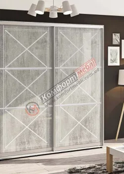 Шафа купе 1.8 м Комфорт "Прованс" глянець 2 дверна бетон