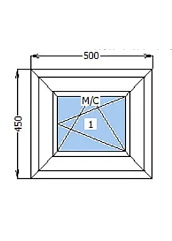 Вікно, 500*450 мм, колір білий, WDS 6S, 70 мм, пакет двокамерний 40 мм, Харків
