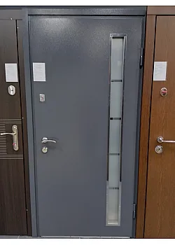 Двері Мет/МДФ зі склопакетом, Сіра/Антрацит, 960 права, М18 Redfort