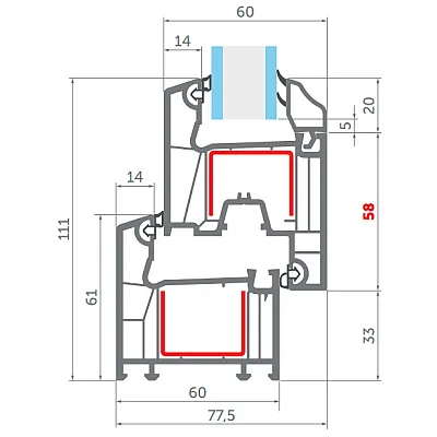 Металопластикове вікно WDS 5S глухе 1000 x 1200 мм-2