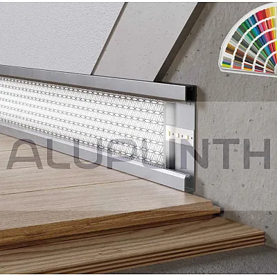 Плінтус алюмініевий прихованого монтажу з LED підсвіткою 100х12х2700 мм ALU-LED10012 RAL Kluchuk-0