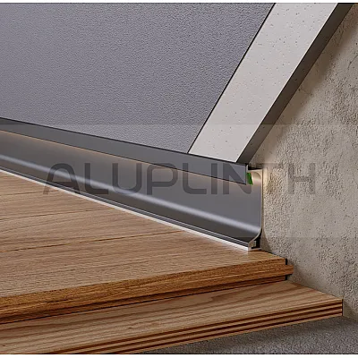 Плинтус алюминиевый скрытого монтажа с LED подсветкой 60х14,5х2700 ALU-SL60 (Анод) Kluchuk-0