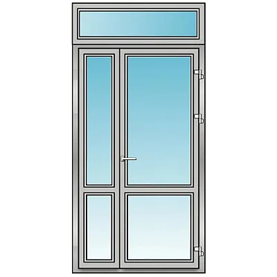 Алюминиевые двери Alulight W76 полуторные с фрамугой 1200 x 2500 мм-0