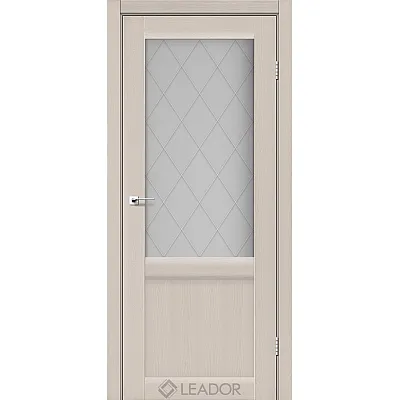Межкомнатные Двери Laura LR-01 сатин белый дуб латте Leador ПВХ плёнка-0