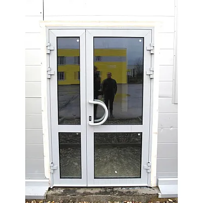 Алюминиевые двери Alulight W76 полуторные с фрамугой 1200 x 2500 мм-1