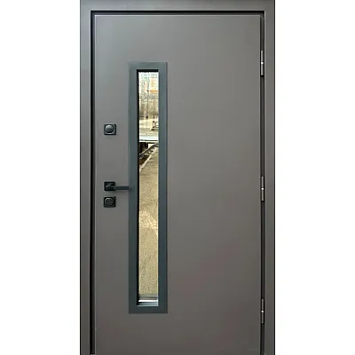 Входные Двери Стронг Браун Ral 8019 песок/дуб темный Vinorit "Qdoors"-0