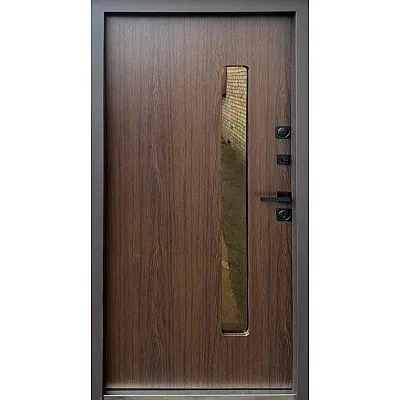 Входные Двери Стронг Браун Ral 8019 песок/дуб темный Vinorit "Qdoors"-1
