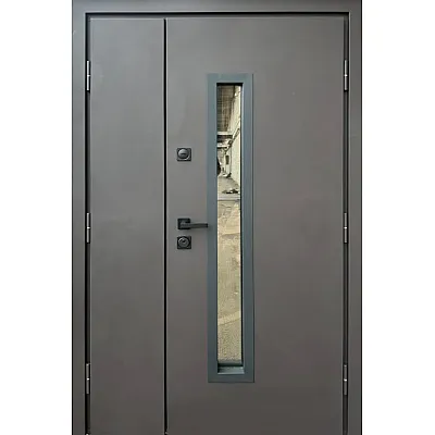 Входные Двери Стронг Браун 1200 Ral 8019 песок/дуб темный Vinorit "Qdoors"-0