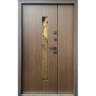 Входные Двери Стронг Браун 1200 Ral 8019 песок/дуб темный Vinorit "Qdoors"-1