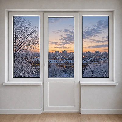 Балконный блок VEKA Proline с глухим окном и поворотно-откидными дверями 2200 x 2200 мм-0