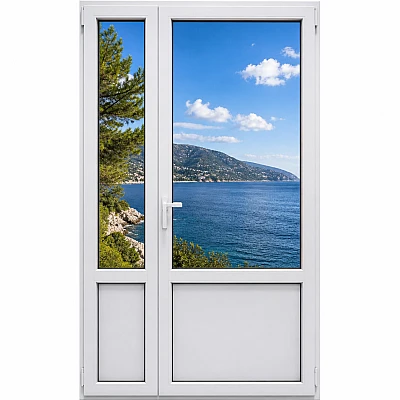 Металлопластиковые двери VEKA Proline полуторные с поворотно-откидной створкой 1400 x 2200 мм-0