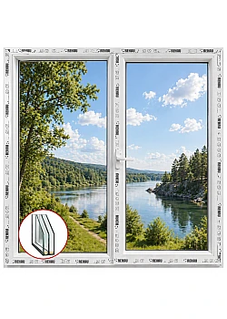 Металлопластиковое окно REHAU EURO 60 двухстворчатое с поворотно-откидной створкой 1200 x 800 мм