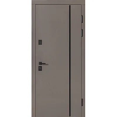Входные Двери Термоультра (квадро) Securemme 546/607 Тисненный камень сиена / Белая шагрень зеркало Булат-1