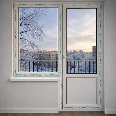 Балконный блок Aluplast Ideal 4000 с глухим окном и поворотно-откидной дверью 1800 x 2100 мм-0