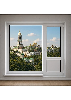 Балконный блок Decco V70 с глухим панорамным окном в пол 2100 x 2000 мм