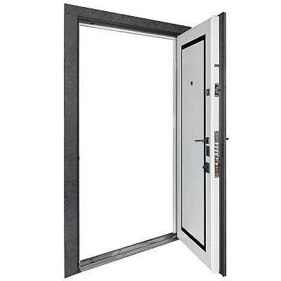 Вхідні Двері ТЕРМО ОЛІМП (квадро) Mottura Модель 575/568 Оксид чорний/Білий матовий Булат-3