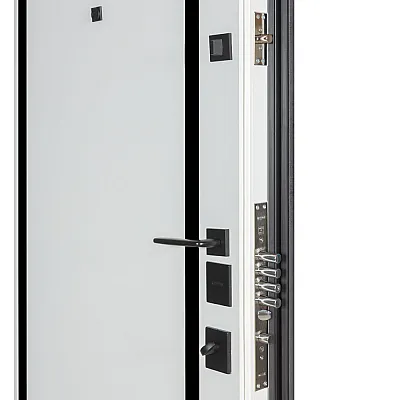 Вхідні Двері ТЕРМО ОЛІМП (квадро) Mottura Модель 575/568 Оксид чорний/Білий матовий Булат-5