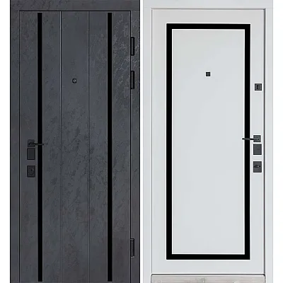 Вхідні Двері ТЕРМО ОЛІМП (квадро) Mottura Модель 575/568 Оксид чорний/Білий матовий Булат-0