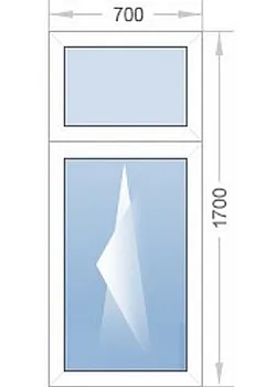 Металопластикове вікно Steko IDEAL2000 одностулкове з фрамугою 700 x 1700 мм
