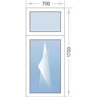 Металлопластиковое окно Steko V62 одностворчатое с фрамугой 700 x 1700 мм-0