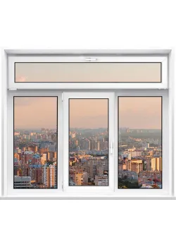 Металопластикове вікно VEKA Softline тристулкове з фрамугою 2250 x 2100 мм