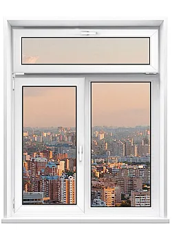 Металопластикове вікно VEKA Softline 82 двостулкове з фрамугою 1500 x 2100 мм