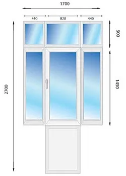 Металлопластиковые двери WDS 6S с фрамугой 1700 x 2700