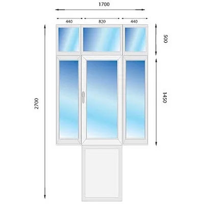 Металлопластиковые двери WDS 6S с фрамугой 1700 x 2700-0
