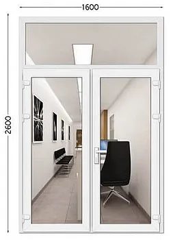Металлопластиковые двери WDS 6S с фрамугой 1600 x 2600