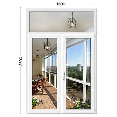 Металлопластиковые двери WDS 6S с фрамугой 1600 x 2600-1