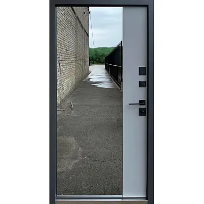 Входные Двери Лаунж-Аk оксид темный серый шифер+зеркало Qdoors-1