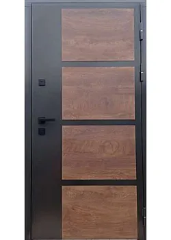 Двері ПРЕМІУМ Молоток 3 RAL Муар 9005/Спил коньячний Portalino