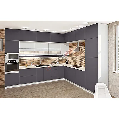 Модульна кухня Еко 3600 х 2800 мм кутова Білий, Графіт темний-0