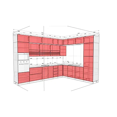Модульна кухня Еко 3600 х 2800 мм кутова Білий, Графіт темний-1