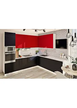 Модульна кухня Комфорт Еко 2,9х2,4м кутова Червоний, Чорний