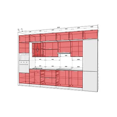 Модульна кухня Еко 3,8 м пряма Дуб натуральний, Дуб трюфель-1