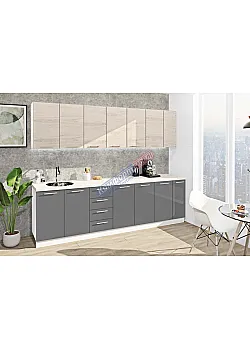 Модульна кухня Комфорт Еко 2,7 м пряма Графіт, Дуб білений