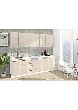 Модульна кухня Комфорт Еко 2,7 м пряма Дуб білений (дуб крафт білий)