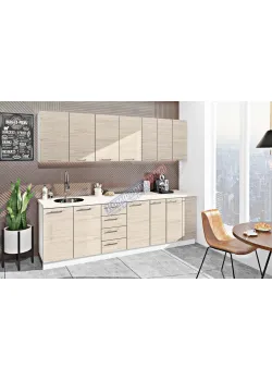 Модульна кухня Комфорт Еко 2,5 м пряма Дуб білений (дуб крафт білий)