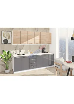 Модульна кухня Комфорт Еко 2.4 м пряма Графіт, Дуб сонома