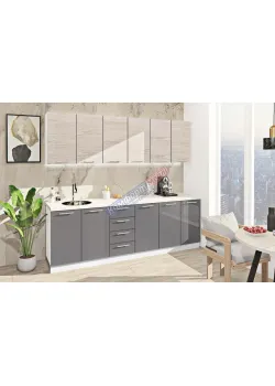 Модульна кухня Комфорт Еко 2,4 м пряма Графіт, Дуб білений