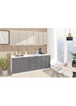 Модульна кухня Комфорт Еко 2.1 м пряма Грифель, Дуб білений