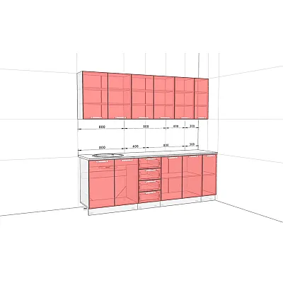 Модульна кухня Хай-тек 2.3 метра Медовий-1